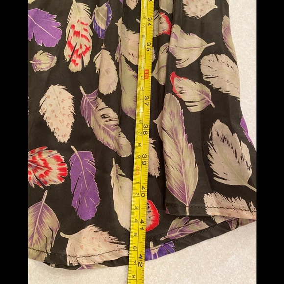 Poleci Silk Feather Print Faux Wrap Dress - Picture 8 of 8